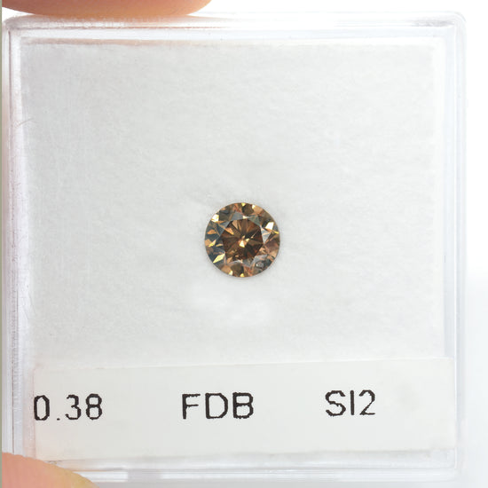 0.38 Carat Fancy Deep Brown Round Brilliant Diamond SI2 IGI