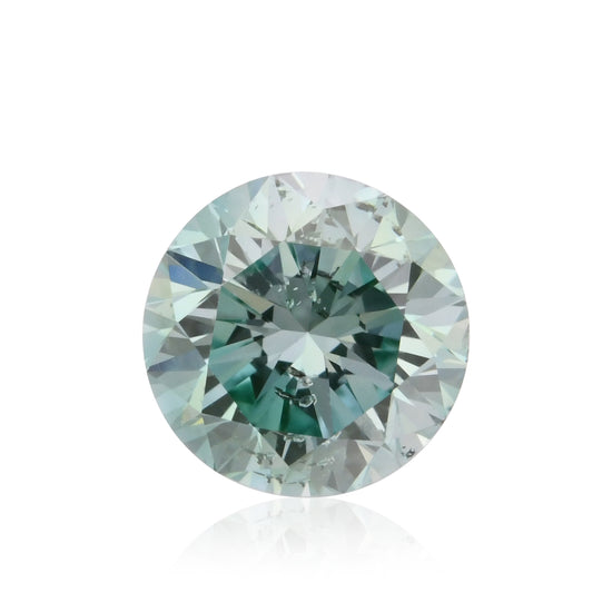 0.38 Carat Fancy Intense Blue Green Round Diamond (SI2) GIA