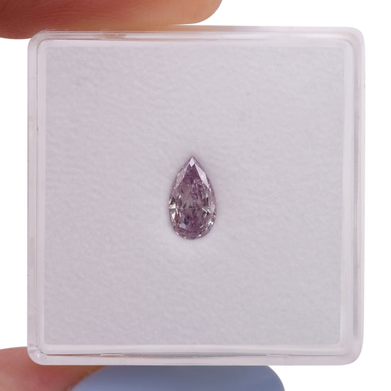 0.39 Carat Fancy Pink Purple Pear Diamond SI1 GIA