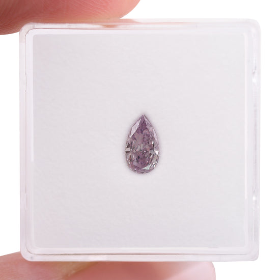 0.39 Carat Fancy Pink Purple Pear Diamond SI1 GIA