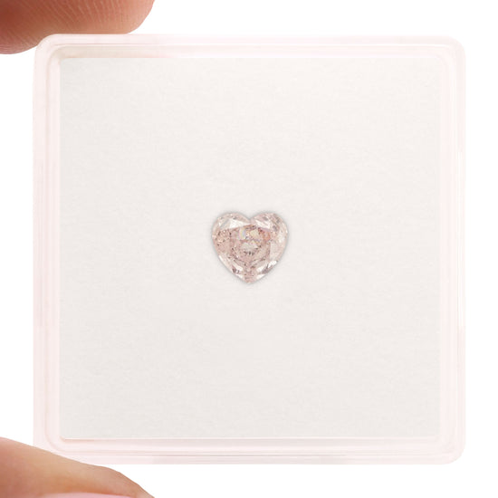 0.40 Carat Fancy Light Orangy Pink HEART Diamond SI2 GIA