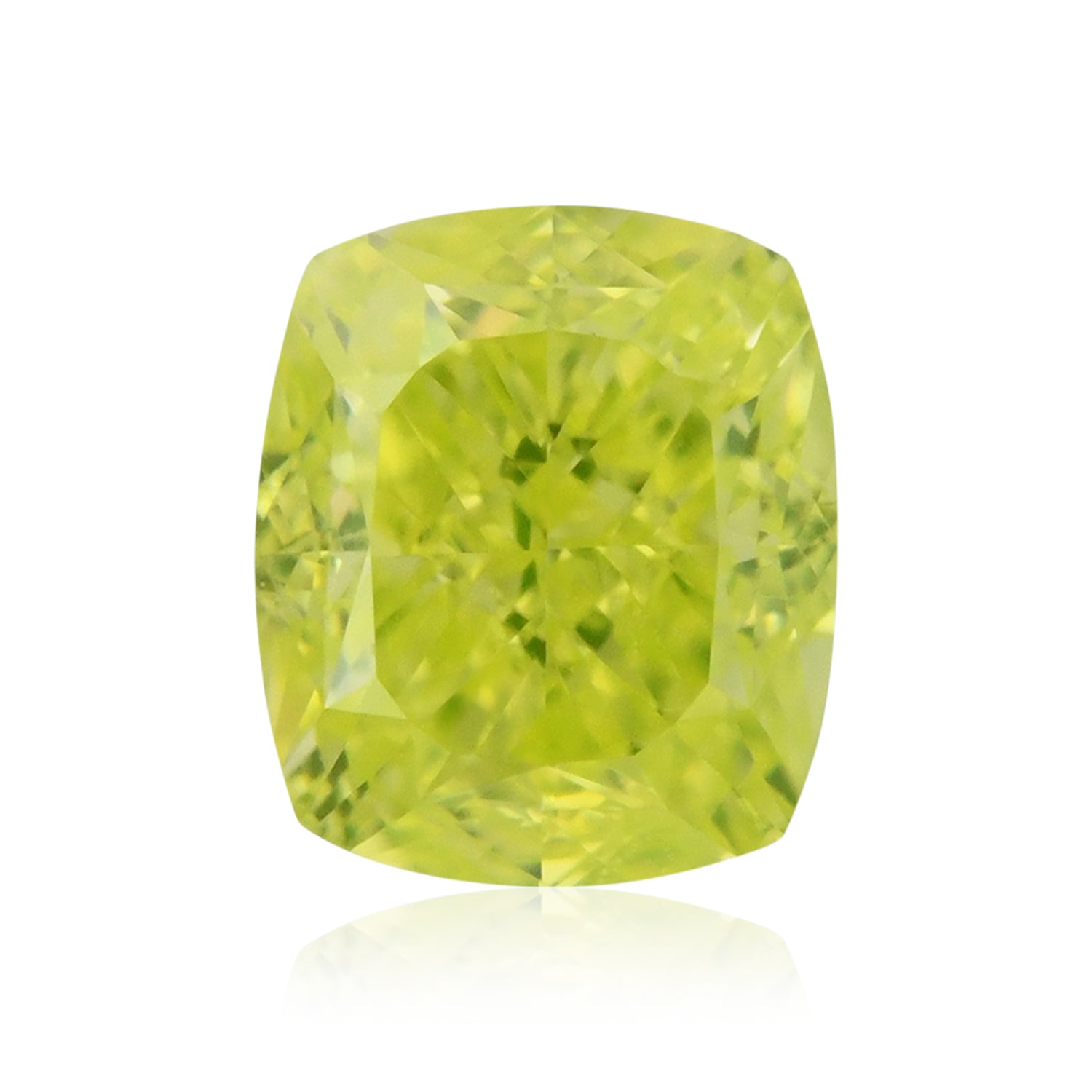 0.40 Carat Fancy Intense Green Yellow Cushion Diamond VS2 GIA