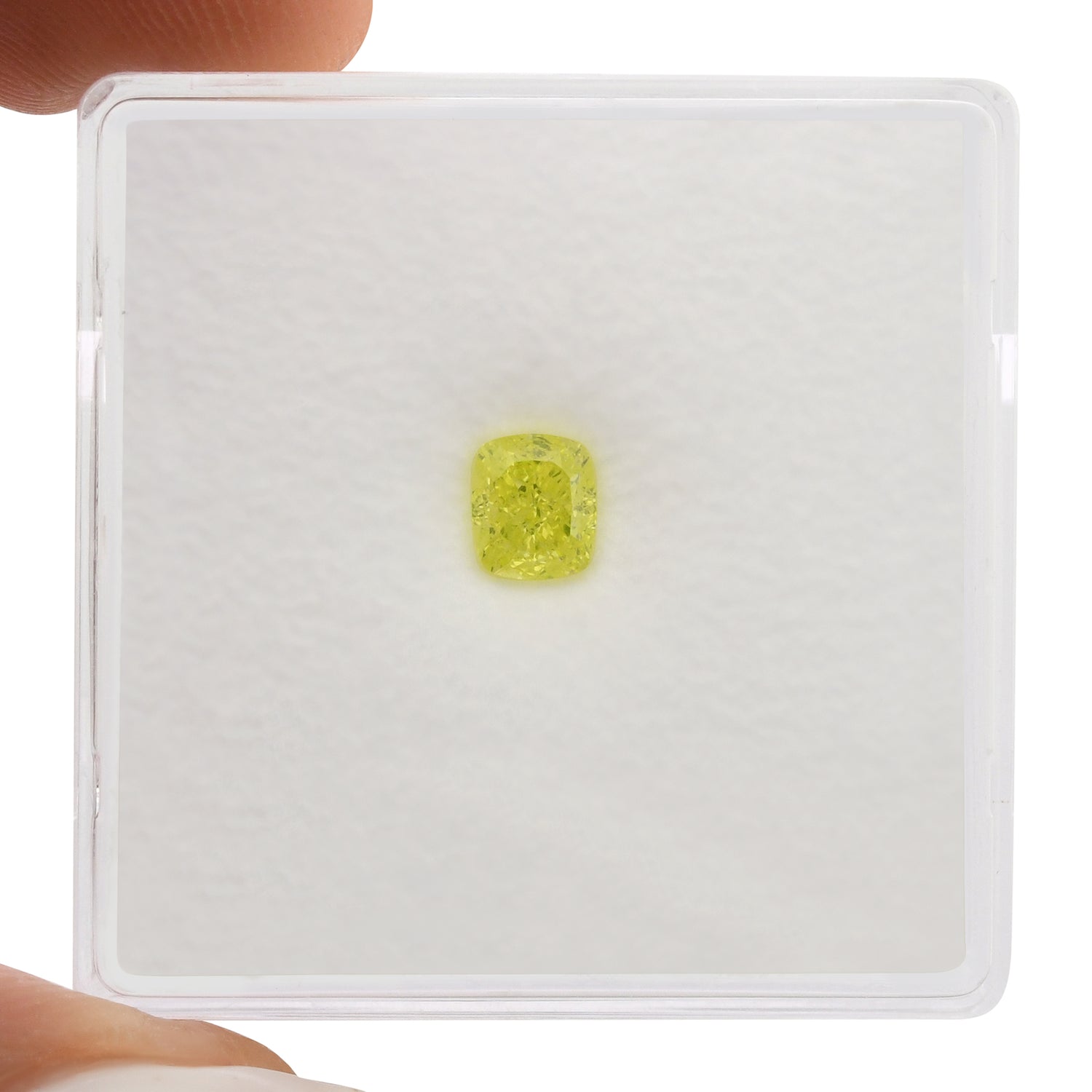 0.40 Carat Fancy Intense Green Yellow Cushion Diamond VS2 GIA