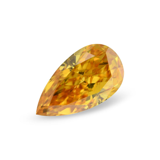 0.41 Carat Fancy Vivid Yellowish Orange Pear Diamond SI2 GIA