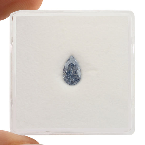 0.50 Carat Fancy Intense Blue Pear Diamond VS2 GIA