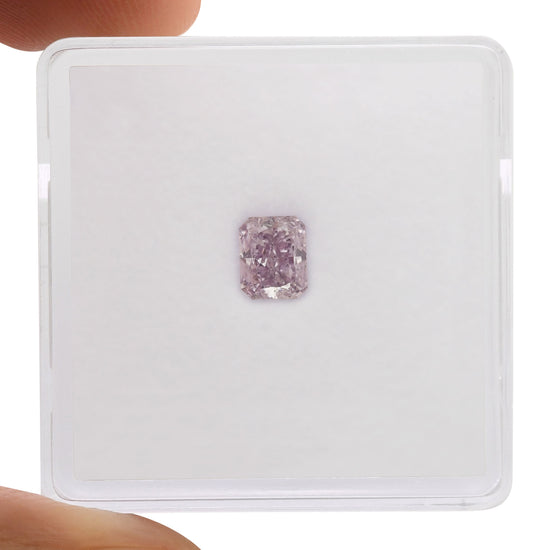 0.50 Carat Fancy Light Purplish Pink Radiant Diamond SI1 GIA