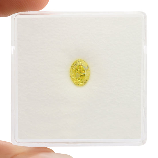 0.50 Carat Fancy Intense Yellow Oval Diamond IF GIA