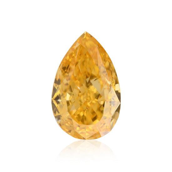 0.50 Carat Fancy Vivid Yellowish Orange Pear Diamond VS2 GIA