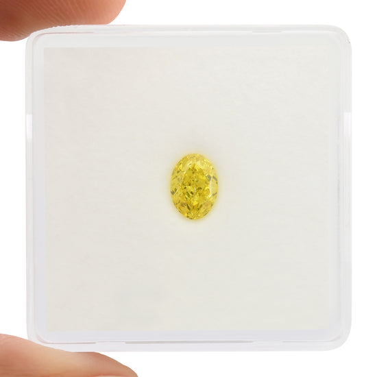 0.50 Carat Fancy Vivid Yellow Oval Diamond VS2 GIA