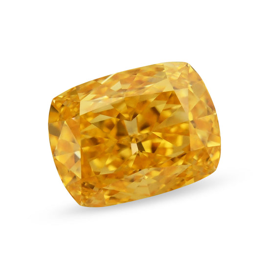 0.51 Carat Fancy Intense Orange Yellow Cushion Diamond VS2 GIA
