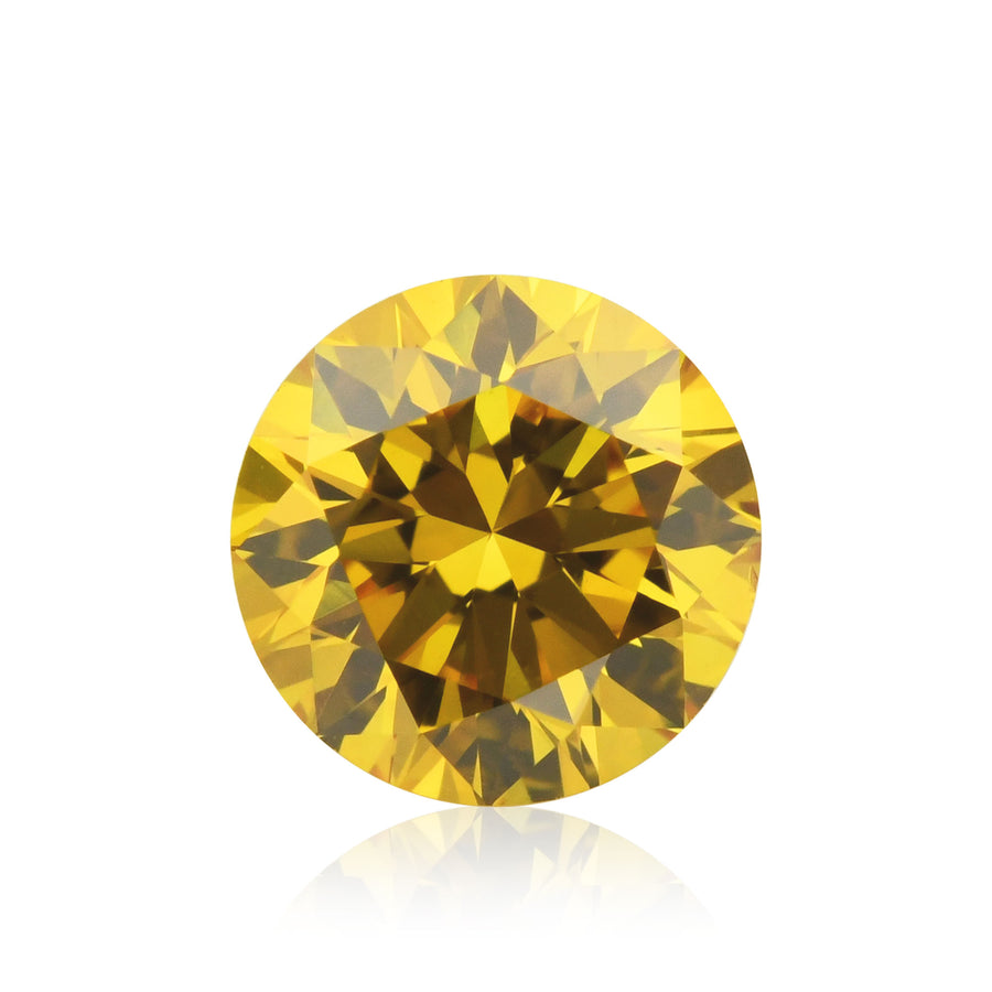 0.51 Carat Fancy Vivid Orangy Yellow Round Diamond VS2 GIA