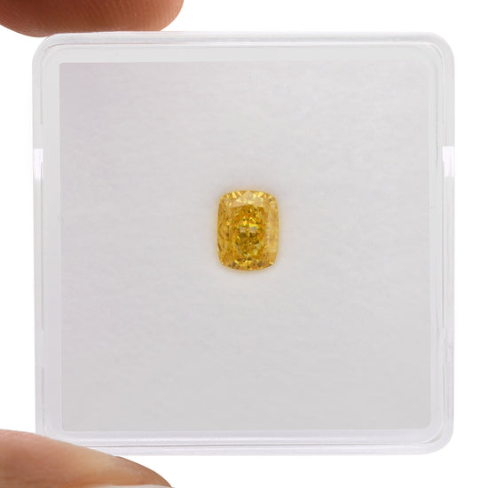 0.51 Carat Fancy Intense Orange Yellow Cushion Diamond VS2 GIA