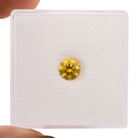 0.51 Carat Fancy Vivid Orangy Yellow Round Diamond VS2 GIA