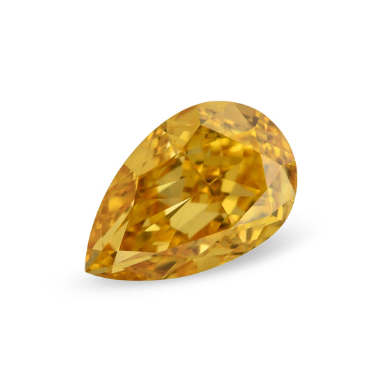 0.51 Carat Fancy Vivid Yellow Orange Pear Diamond VS1 GIA
