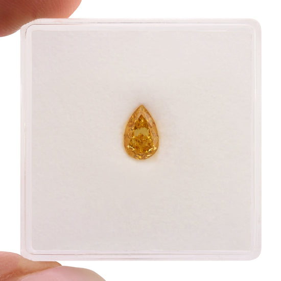 0.51 Carat Fancy Vivid Yellow Orange Pear Diamond VS1 GIA