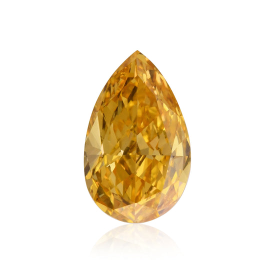 0.51 Carat Fancy Vivid Yellow Orange Pear Diamond VS2 GIA