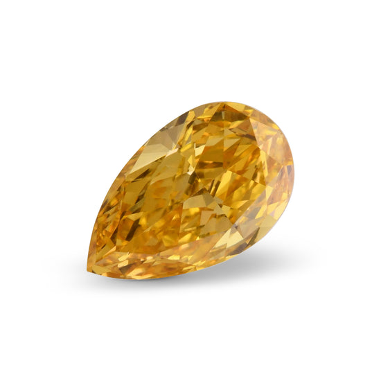 0.51 Carat Fancy Vivid Yellow Orange Pear Diamond VS2 GIA