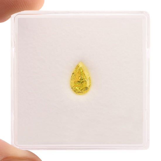 0.51 Carat Fancy Vivid Yellow Pear Diamond VS2 GIA