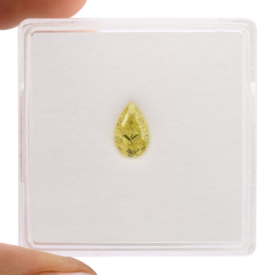 0.52 Carat Fancy Intense Yellow Pear Diamond VS2 GIA