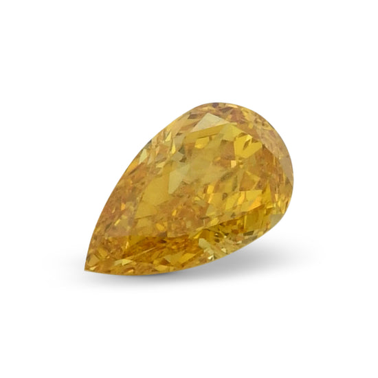 0.52 Carat Fancy Vivid Yellow Orange Pear Diamond VVS1 GIA