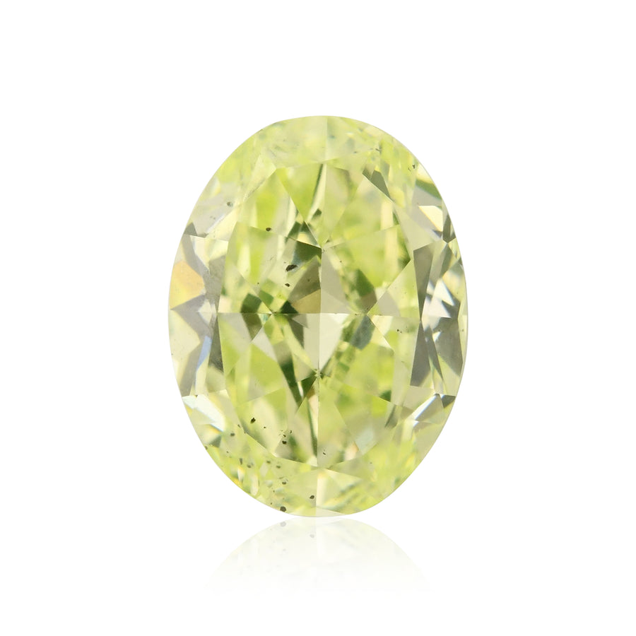 0.52 Carat Fancy Yellow Green Oval Diamond SI1 GIA