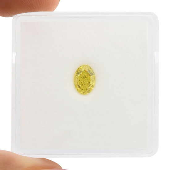 0.53 Carat Fancy Intense Yellow Oval Diamond IF GIA