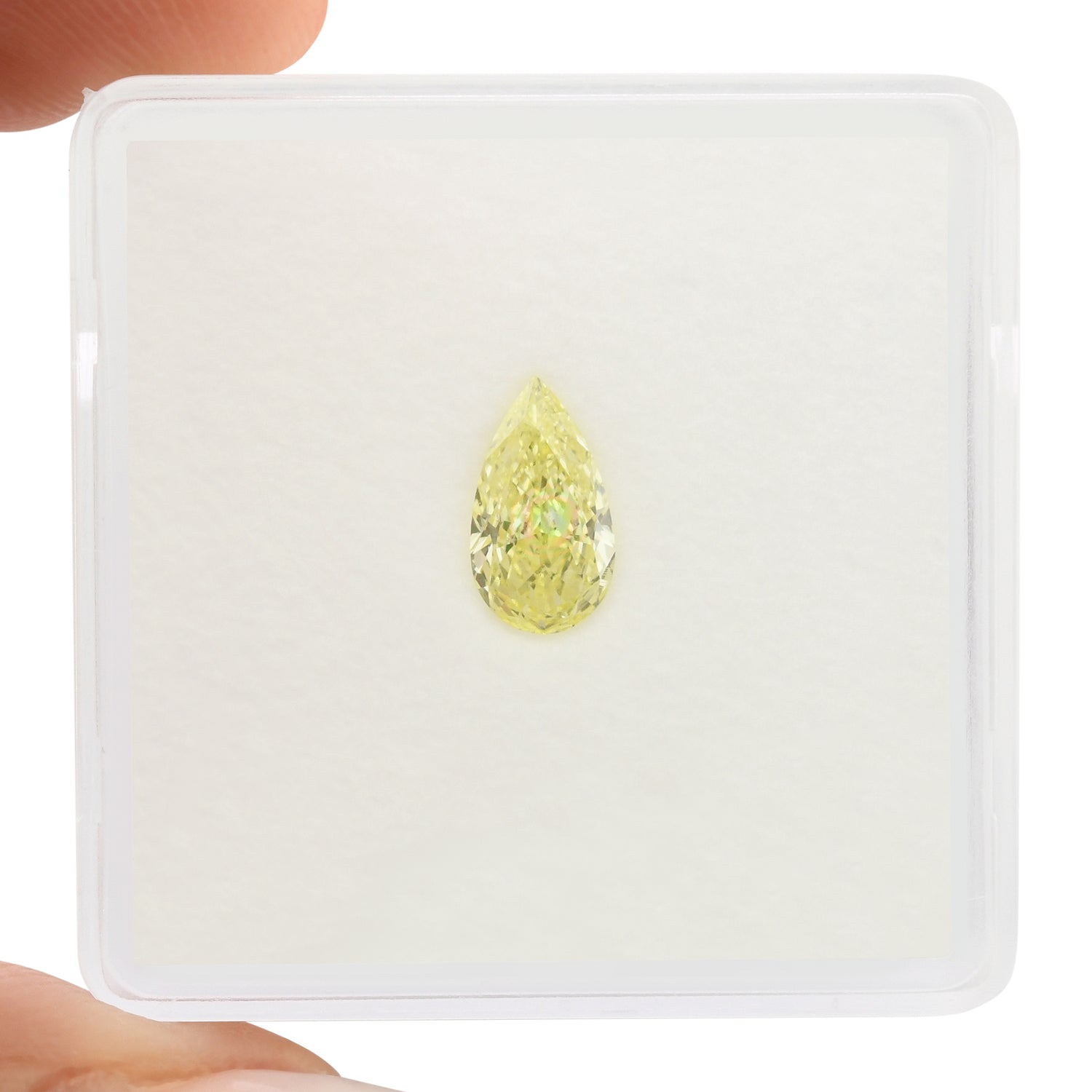 0.53 Carat Fancy Yellow Pear Diamond IF GIA