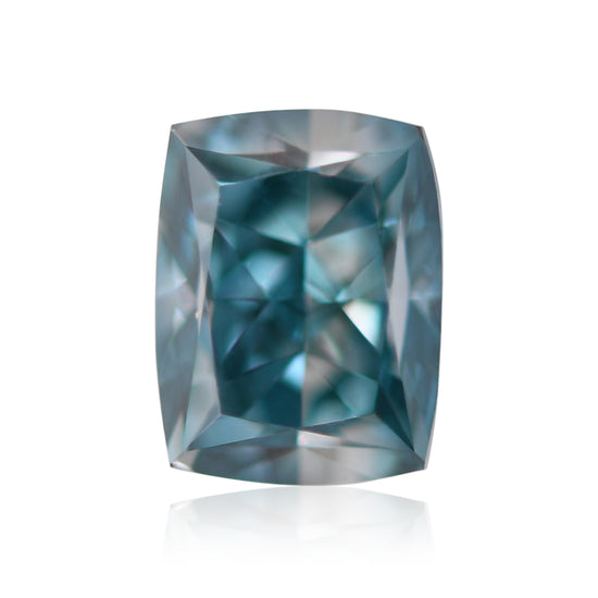 0.53 Carat Fancy Vivid Green Blue Cushion Diamond I1 GIA