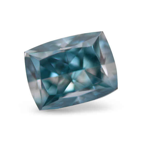 0.53 Carat Fancy Vivid Green Blue Cushion Diamond I1 GIA