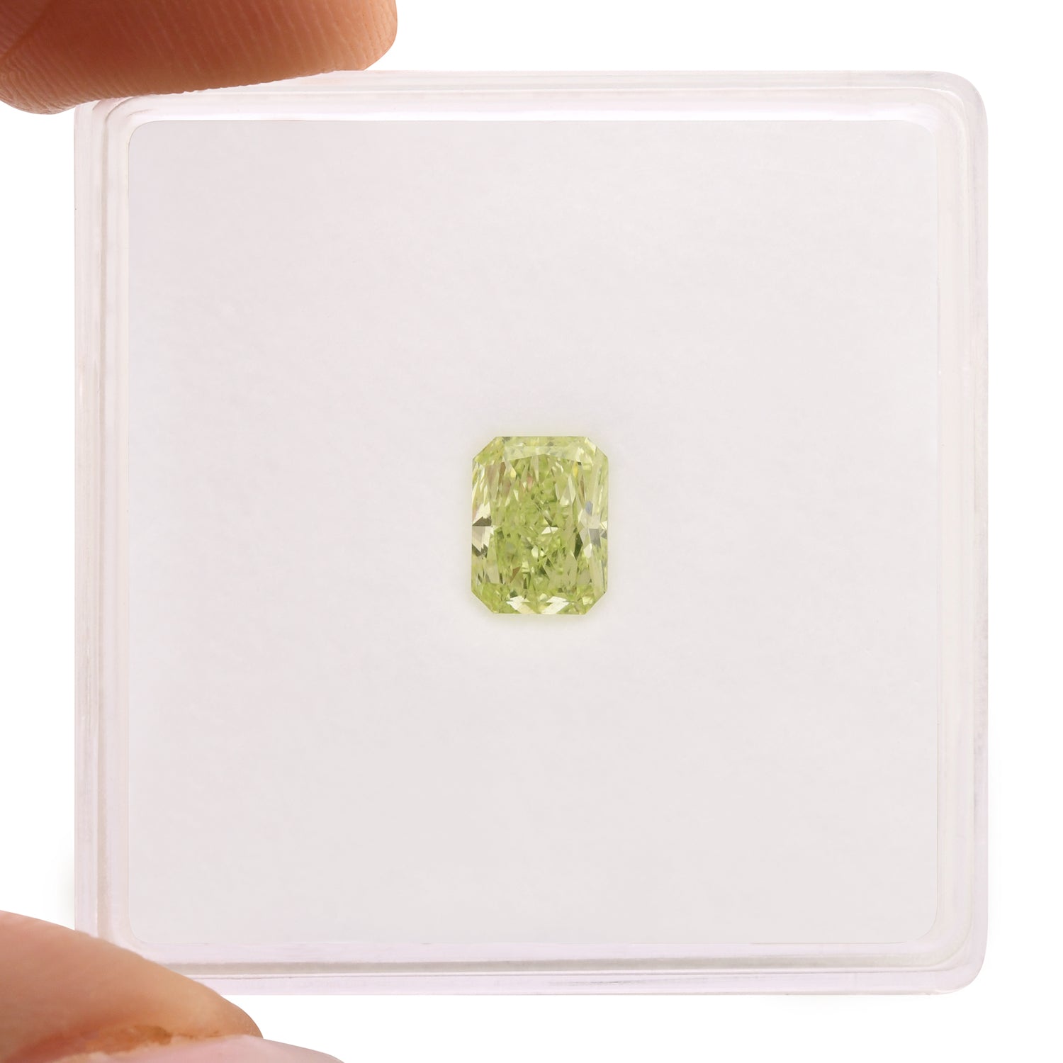 0.54 Carat Fancy Yellow Green Radiant Diamond VS1 GIA