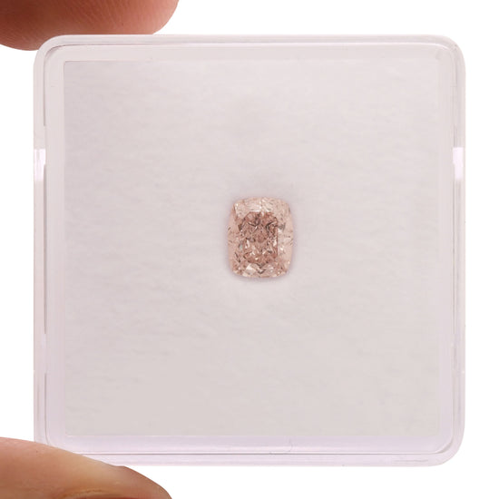 0.55 Carat Fancy Light Orangy Pink Cushion Diamond VVS1 GIA