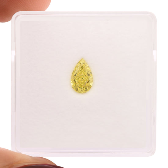 0.55 Carat Fancy Intense Yellow Pear Diamond VS1 GIA