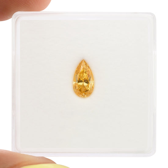 0.55 Carat Fancy Vivid Yellow Orange Pear Diamond SI1 GIA