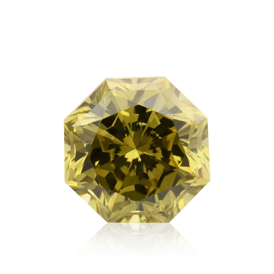 0.56 Carat Fancy Deep Brownish Greenish Yellow Octagon Diamond (SI2) GIA
