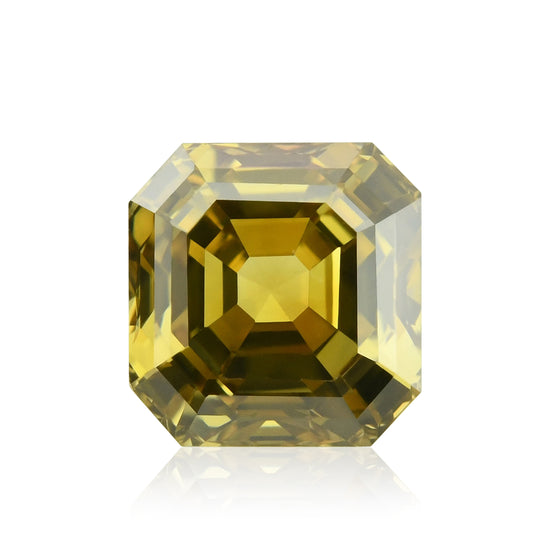 0,56 Karat Fancy Deep Brownish Greenish Yellow Asscher Diamant VS2 GIA