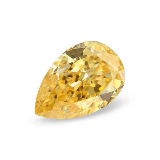 0.56 Carat Fancy Intense Yellow Orange Pear Diamond SI2 GIA