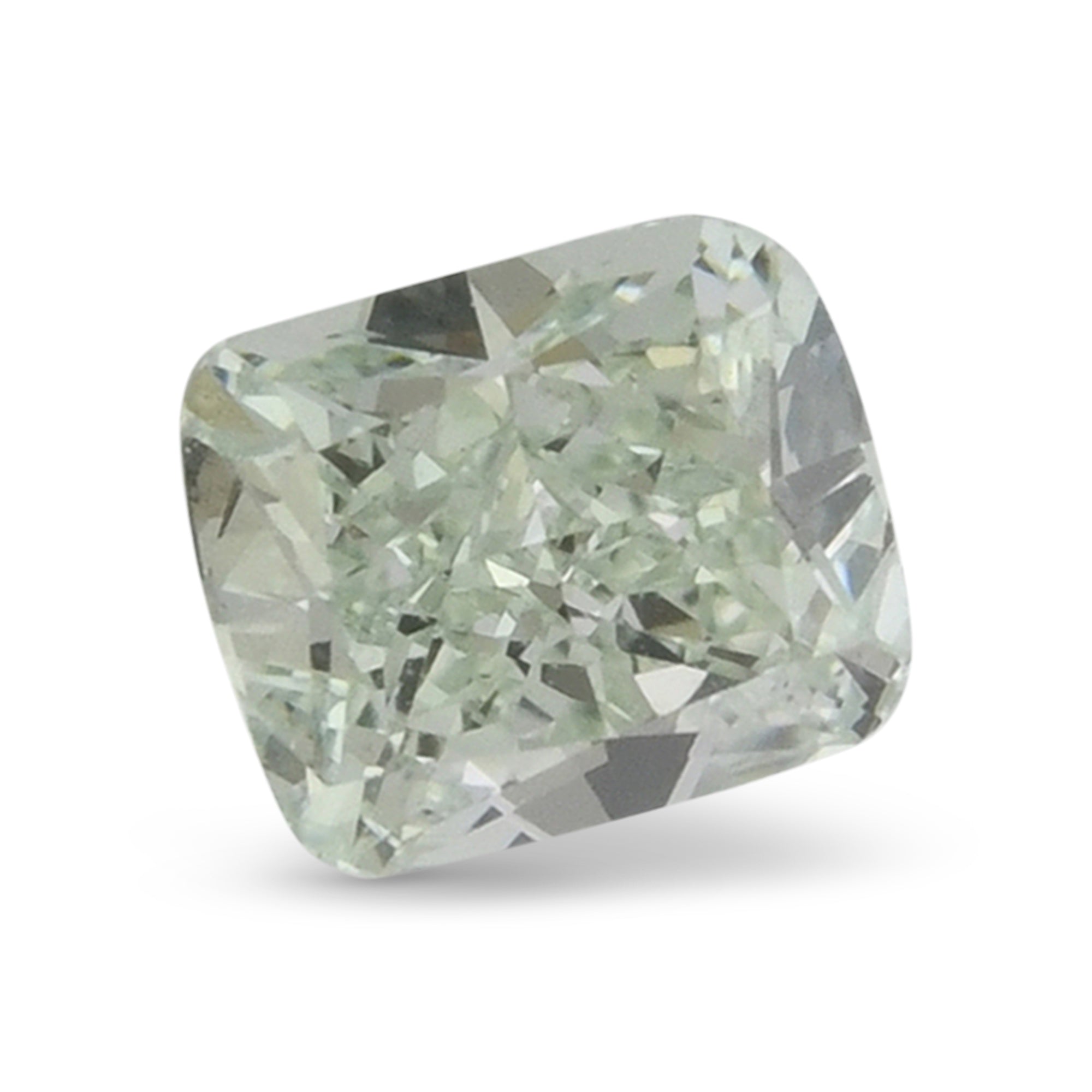 0.57 Carat Fancy Green Cushion Diamond VVS2 GIA | LEIBISH