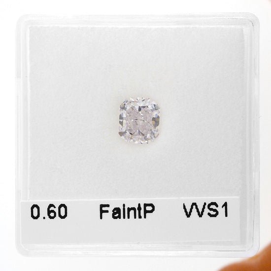 0.60 Carat Faint Pink Radiant Diamond VVS1 GIA