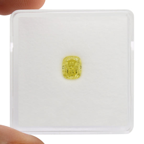 0.60 Carat Fancy Intense Yellow Cushion Diamond VVS2 GIA