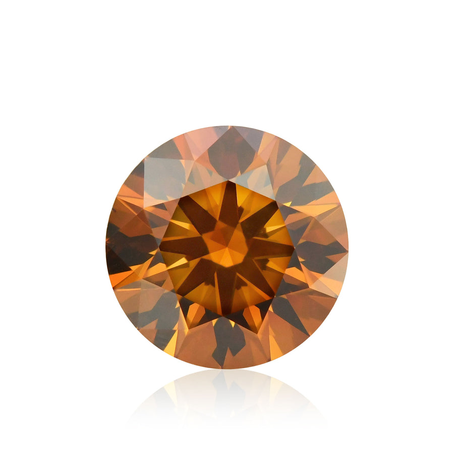 ألماسة مستديرة بوزن 0.61 قيراط، لون Fancy Deep Yellowish Orange، درجة SI2، GIA