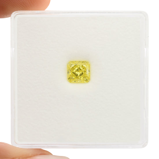 0.62 Carat Fancy Intense Yellow Radiant Diamond VVS2 GIA