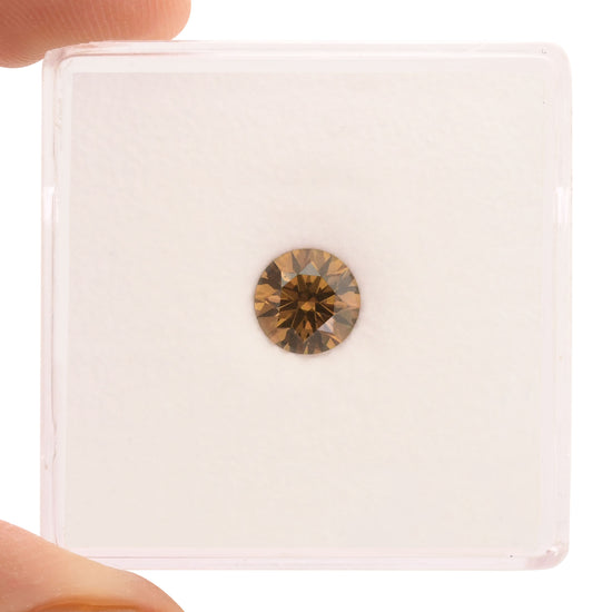 0.65 Carat Fancy Deep Yellow Brown Round Diamond VS1 GIA