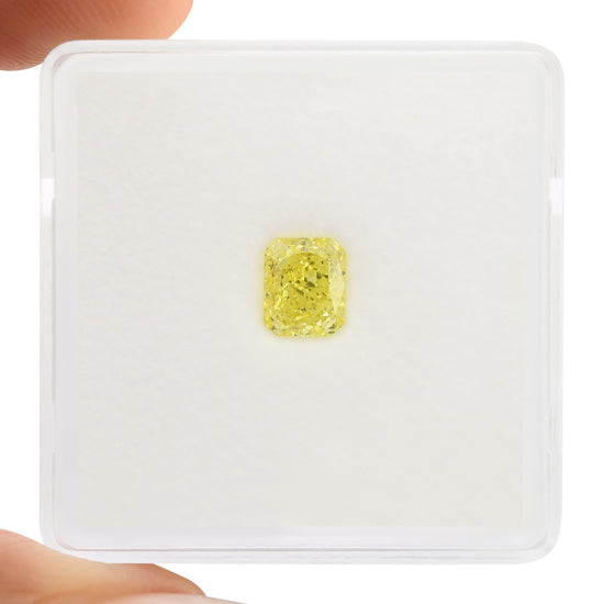 0.65 Carat Fancy Intense Yellow Radiant Diamond VS2 GIA