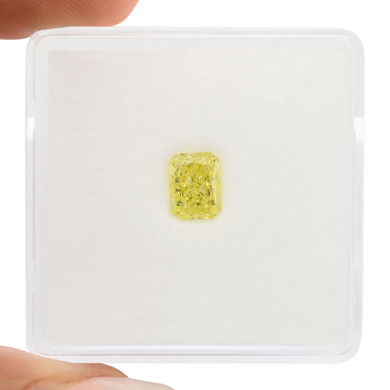 0.65 Carat Fancy Intense Yellow Radiant Diamond VVS2 GIA