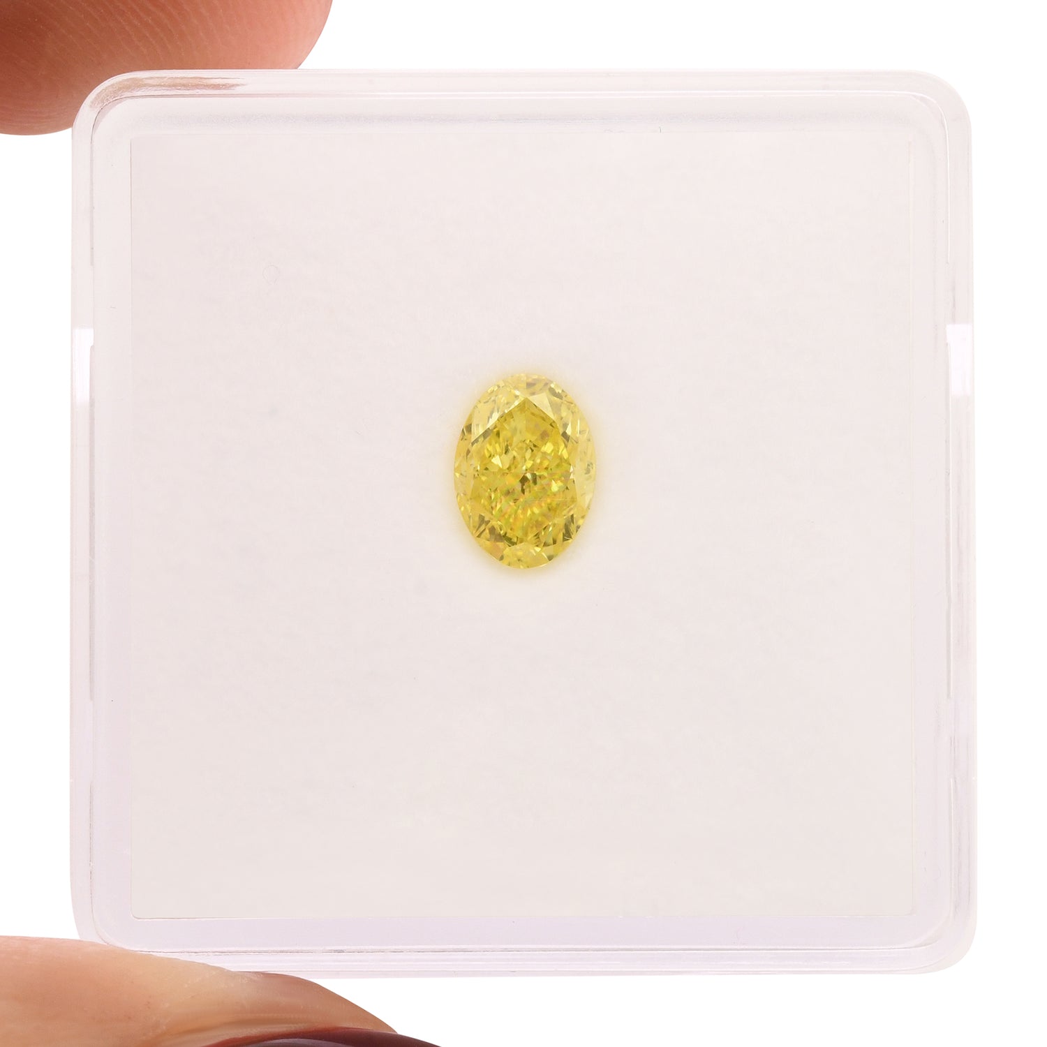 0.66 Carat Fancy Intense Yellow Oval Diamond IF GIA