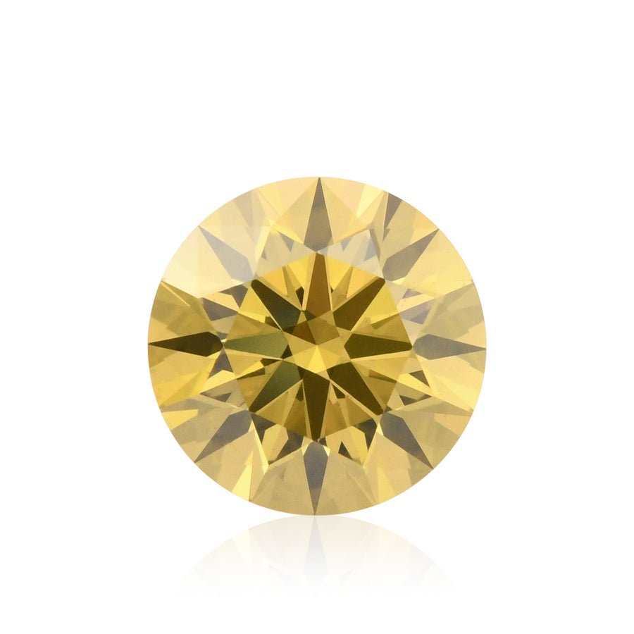 0.67 Carat Fancy Deep Brownish Greenish Yellow Round Diamond VS2 GIA