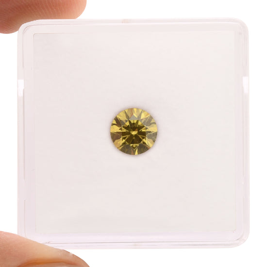 0.67 Carat Fancy Deep Brownish Greenish Yellow Round Diamond VS2 GIA