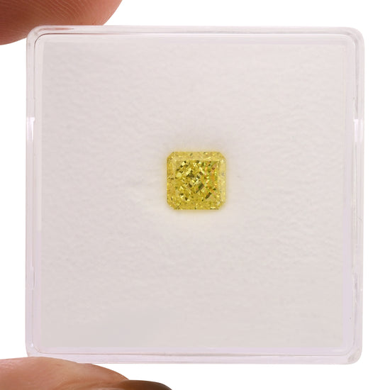 0.67 Carat Fancy Intense Yellow Radiant Diamond VS2 GIA
