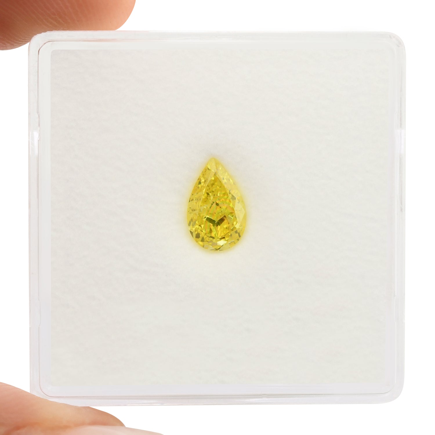 0.69 Carat Fancy Vivid Yellow Pear Diamond VS2 GIA
