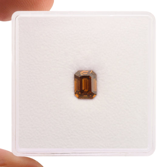 0.71 Carat Fancy Deep Brown Orange Emerald Diamond SI2 GIA